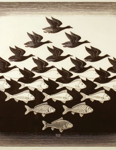 Sky and Water I #306 1938 Woodcut 17 1/8" x 17 1/4"