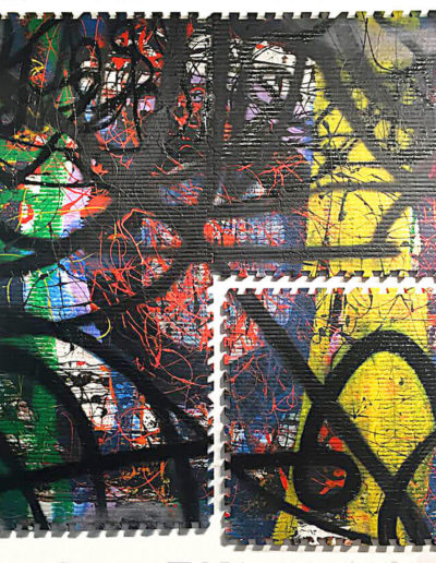 Jon Manteau, House paint on playmat, 7’ x 7’