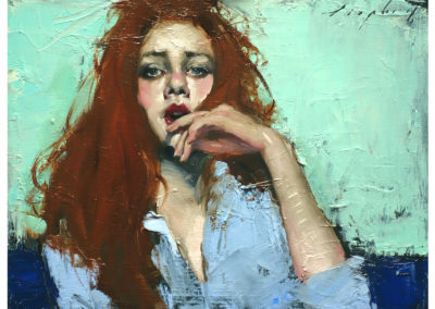 Malcolm T. Liepke (American-B 1953) "Just A Moment" Oil on Canvas 9 x 12 Inches