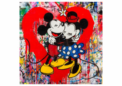 Mr Brainwash Mickey & Minnie 2017, SIlkscreen and Mixed Media on Paper 96 x 96 cm