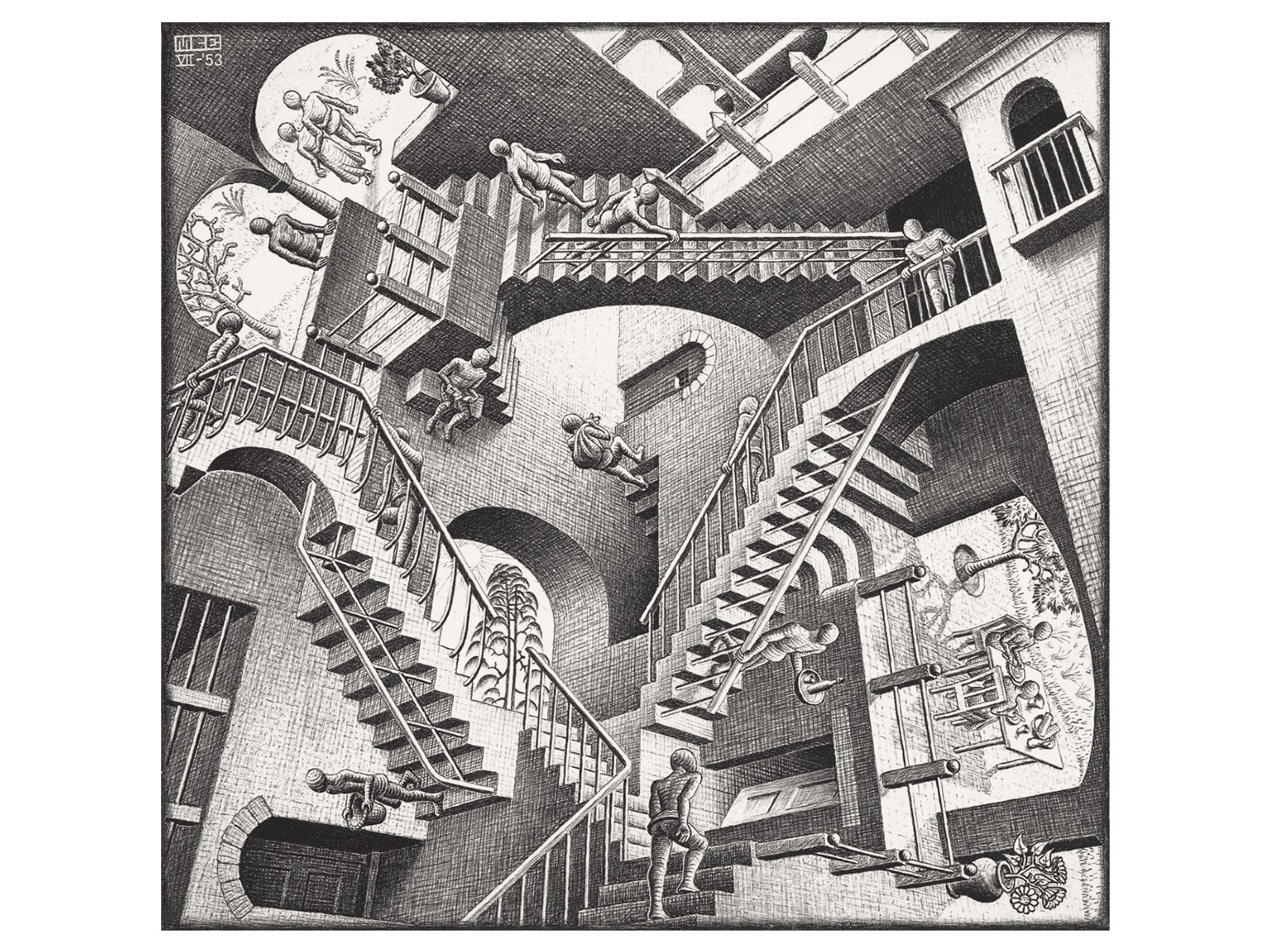 M. C. Escher Relativity #388 1953 Lithograph 10 7/8" X 11 1/2"